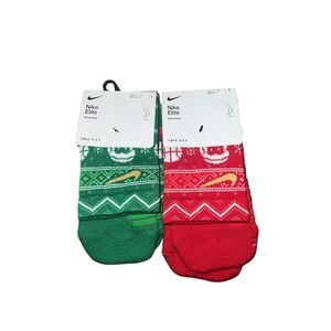 2 Nike ELITE Crew Basketball Socks CHRISTMAS red green santa holidays W4-6